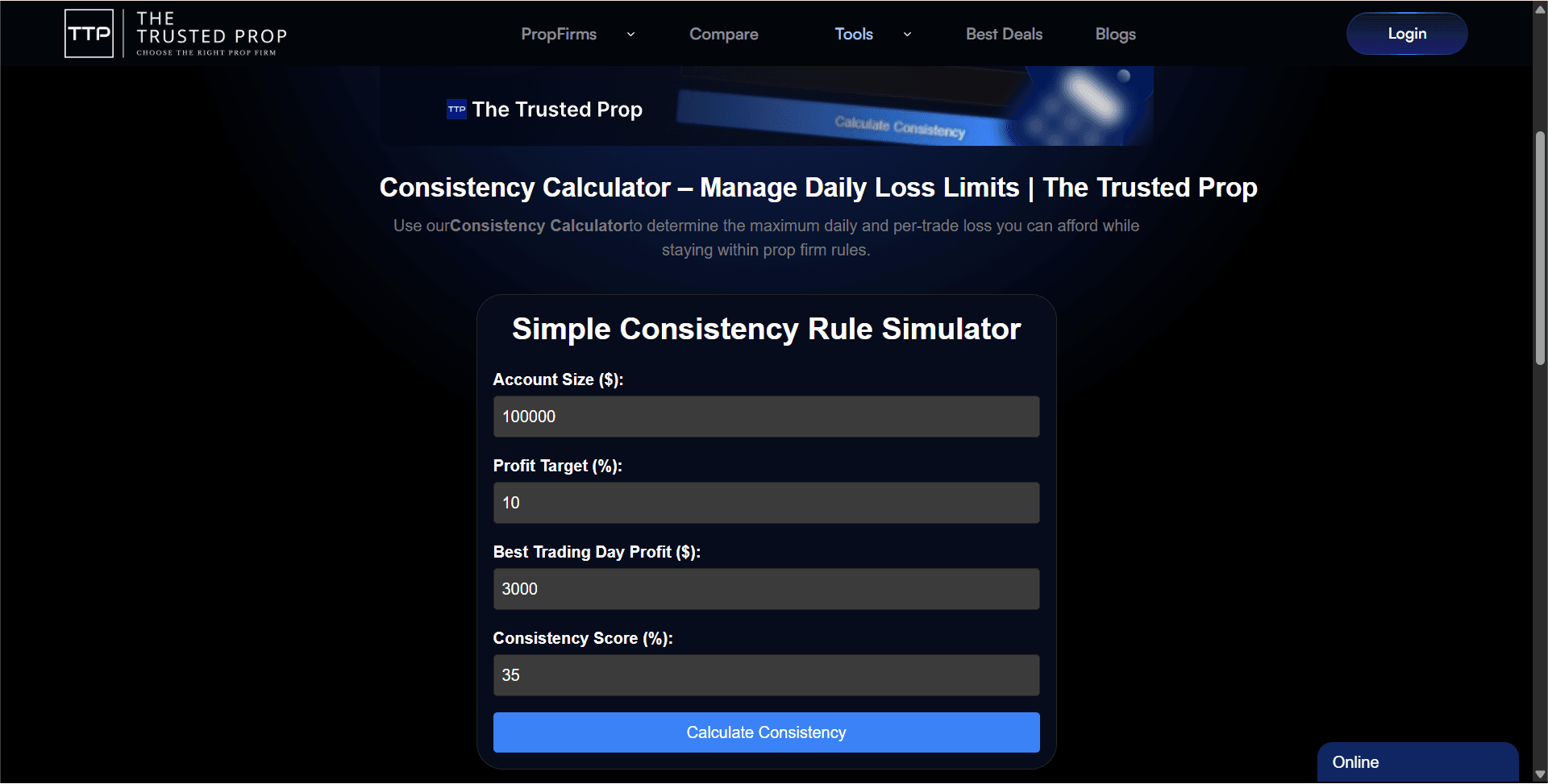 Consistency Calculator by The Trusted Prop
