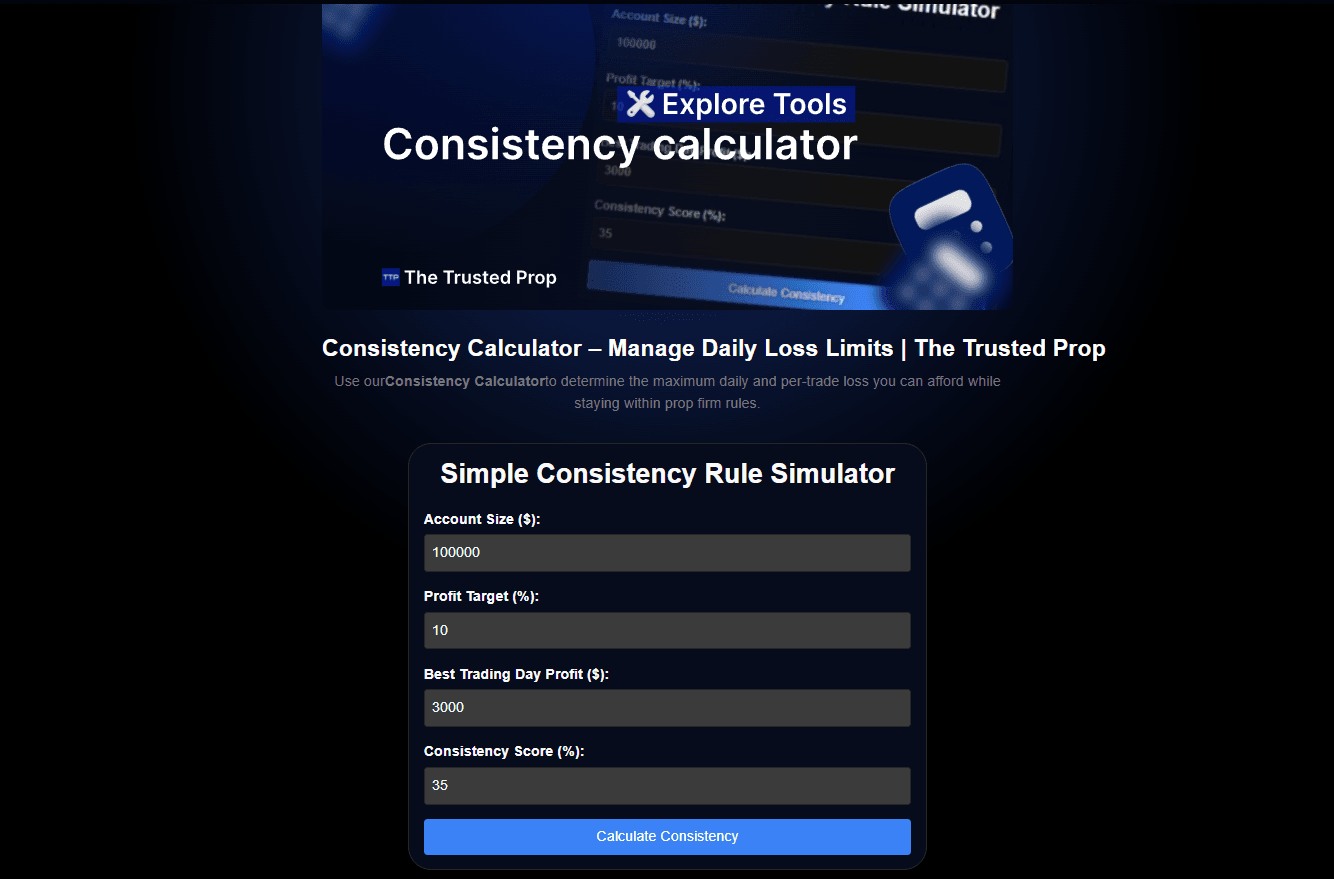 The Trusted Prop offers Free Consistency Calculator Tool for traders