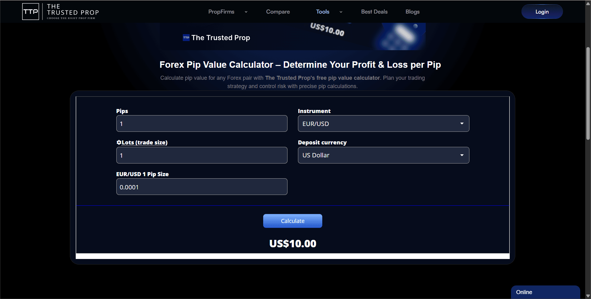 Forex pip value calculator image