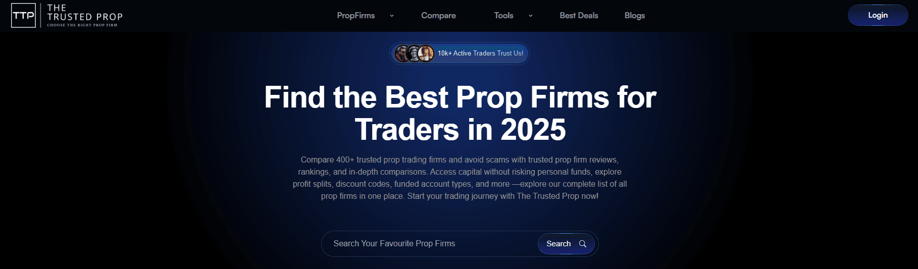 The Trusted Prop homepage - Find the Best Prop Firms for Traders in 2025. Compare top prop firms, access tools, and discover the best deals for traders.