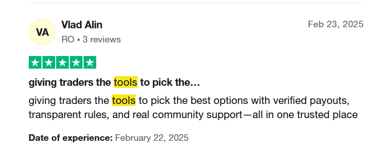 trading tools by The Trusted Prop trustpilot review proof 2